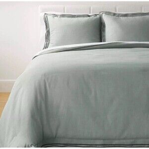 California King Double Flange Merrow Stitch Duvet Cover & Sham Set Light NEW